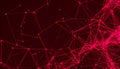 An abstract deep red background featuring a complex network of interconnected lines and glowing dots, forming a plexus Royalty Free Stock Photo