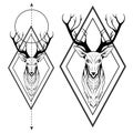 Deer head tattoo tribal pack collection Royalty Free Stock Photo