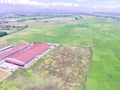 Aerial rice field, green and cool