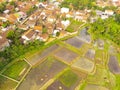 Aerial rice fields that are flooded after rain