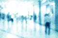 Abstract defocused blurred technology space background. Silhouettes of Business People in Blurred Motion Walking