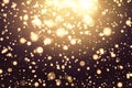 Abstract defocused circular golden bokeh sparkle glitter lights background. Magic christmas background. Elegant, shiny Royalty Free Stock Photo