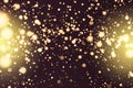 Abstract defocused circular golden bokeh sparkle glitter lights background. Magic christmas background. Elegant, shiny Royalty Free Stock Photo