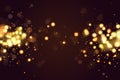 Abstract defocused circular golden bokeh sparkle glitter lights background. Magic christmas background. Elegant, shiny Royalty Free Stock Photo