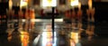 Abstract defocussed cross silhouette in church interior against stained glass window concept for prayer and religion Royalty Free Stock Photo