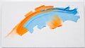 Abstract delicate strokes of orange and pale blue in acrylic or oil paint on white background. Colorful vibrant painting