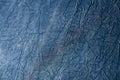 Abstract denim blue background design of wrinkled fabric, vintage grunge texture. Royalty Free Stock Photo