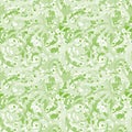 Abstract green transparent terrazzo design creating a painterly marbling effect. Seamless vector pattern on white