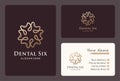 abstract dental flower logo design with business card template