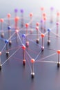 Abstract depiction of interconnected nodes and red glowing dots within a network, symbolizing AI learning systems, neural netwo