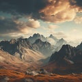 An abstract depiction of a mountain range, with jagged peaks rising up into the sky.