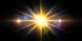 Abstract natural sun flare on black background Royalty Free Stock Photo