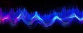 abstract depiction of sound waves interacting with digital particles