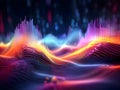 abstract depiction of sound waves interacting with digital particles