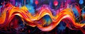 abstract depiction of sound waves interacting with digital particles