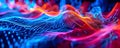abstract depiction of sound waves interacting with digital particles