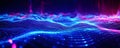 abstract depiction of sound waves interacting with digital particles