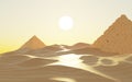 Abstract Desert Dune cliff sand with Egyptian Pyramid and clean blue sky. Surreal minimal Desert natural landscape background.