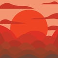 Abstract desert landscape. Sunrise on the background of sand dunes. Vector illustration. Royalty Free Stock Photo