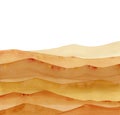 abstract desert, sandy brown watercolor waves hills on white background