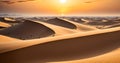 abstract desert scene with triangular sand dunes and a single circular sun, using sharp lines and subtle gradients