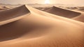 abstract desert scene with triangular sand dunes and a single circular sun, using sharp lines and subtle gradients