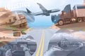 Abstract design background. Trucks and transport Royalty Free Stock Photo