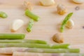 Abstract design background vegetables on a wooden background. Royalty Free Stock Photo