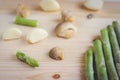 Abstract design background vegetables on a wooden background. Royalty Free Stock Photo