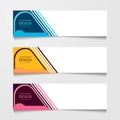 Abstract design banner, web template with three different color, layout header templates, modern vector illustration.