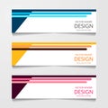 Abstract design banner, web template with three different color, layout header templates, modern vector illustration. Royalty Free Stock Photo