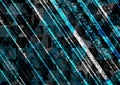 abstract design with a black and blue color scheme, composed of diagonal lines and geometric shapes