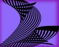 An abstract design of black curved lines on a purple background