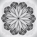 Abstract design black white element. Round mandala in vector.