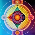 Abstract design of chakra, astral, spiritual energy field. Meditation chakra mandala flower Royalty Free Stock Photo