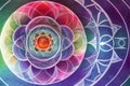 Abstract design of chakra, astral, spiritual energy field. Meditation chakra mandala flower Royalty Free Stock Photo