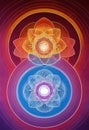 Abstract design of chakra, astral, spiritual energy field. Meditation chakra mandala flower Royalty Free Stock Photo