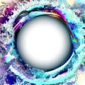 Abstract design of a circular frame with Freezing and snow around it, used for banners, flyers, posters, advertisements with