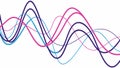 An abstract design of colorful, overlapping wavy lines or soundwaves. vector design Generative AI Royalty Free Stock Photo