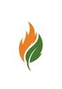 Abstract design combining a flame and a leaf shape. The flame is Royalty Free Stock Photo