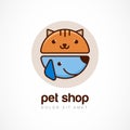 Abstract design concept for pet shop or veterinary. Dog and cat