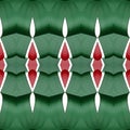 abstract design with cuts of fabric in green, white and red color, background and texture