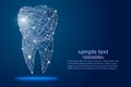Abstract design dental dental clinic, logo low poly wireframe. Vector abstract polygonal image mash line and point