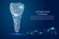 Abstract design dental implant Icon,isolated from low poly wireframe on the background of space . Vector abstract