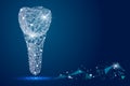 Abstract design dental implant Icon,isolated from low poly wireframe on the background of space . abstract polygona