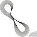 An abstract design depicting a series of black, concentric lines forming a twisted