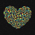 Abstract Design Element Colorful Broken Heart Isolated on Dark B