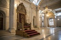 Abstract design of empty throne in palace hall Royalty Free Stock Photo