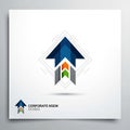 Abstract design features an upward arrow created with a geometric style Royalty Free Stock Photo