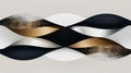 Abstract design featuring flowing waves in gold, silver, black, and white colors Royalty Free Stock Photo